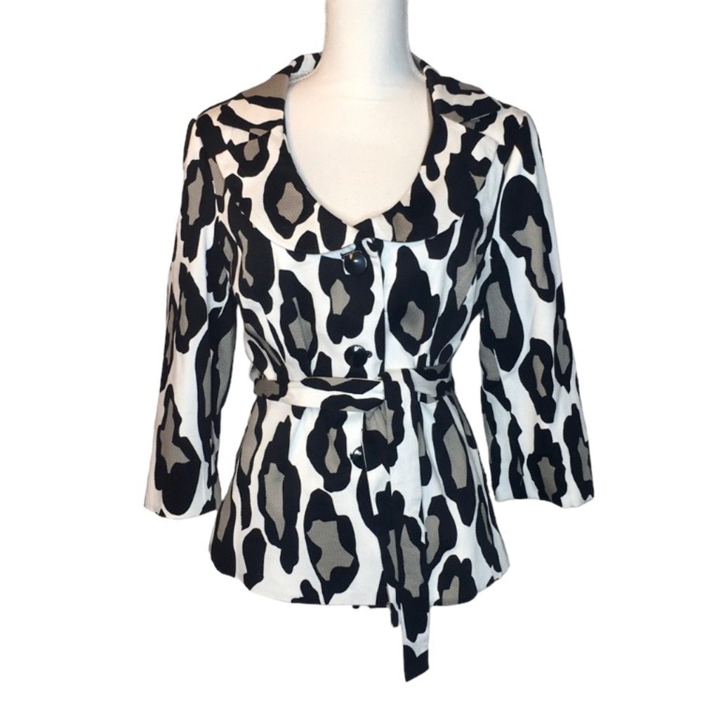 SANDRO Animal Print Belted Jacket L